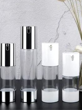 15ml 30ml 50ml 20pc/lot empty silver airless dispenser plastic pump for cosmetics and skin care eye cream airless travel bottles - Thumbnail 8