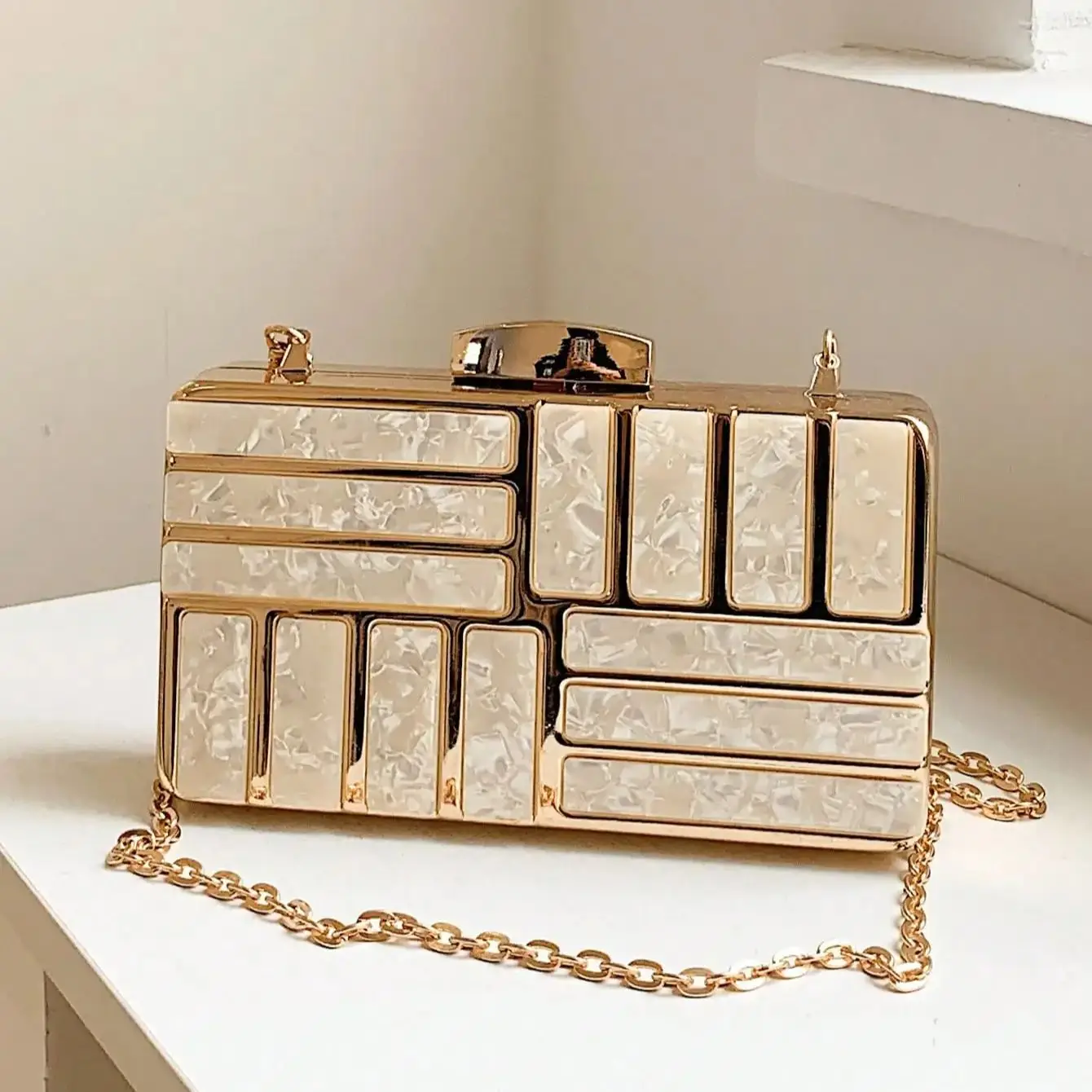 Acrylic Clutch Evening Bag Luxury Glitter Handbag