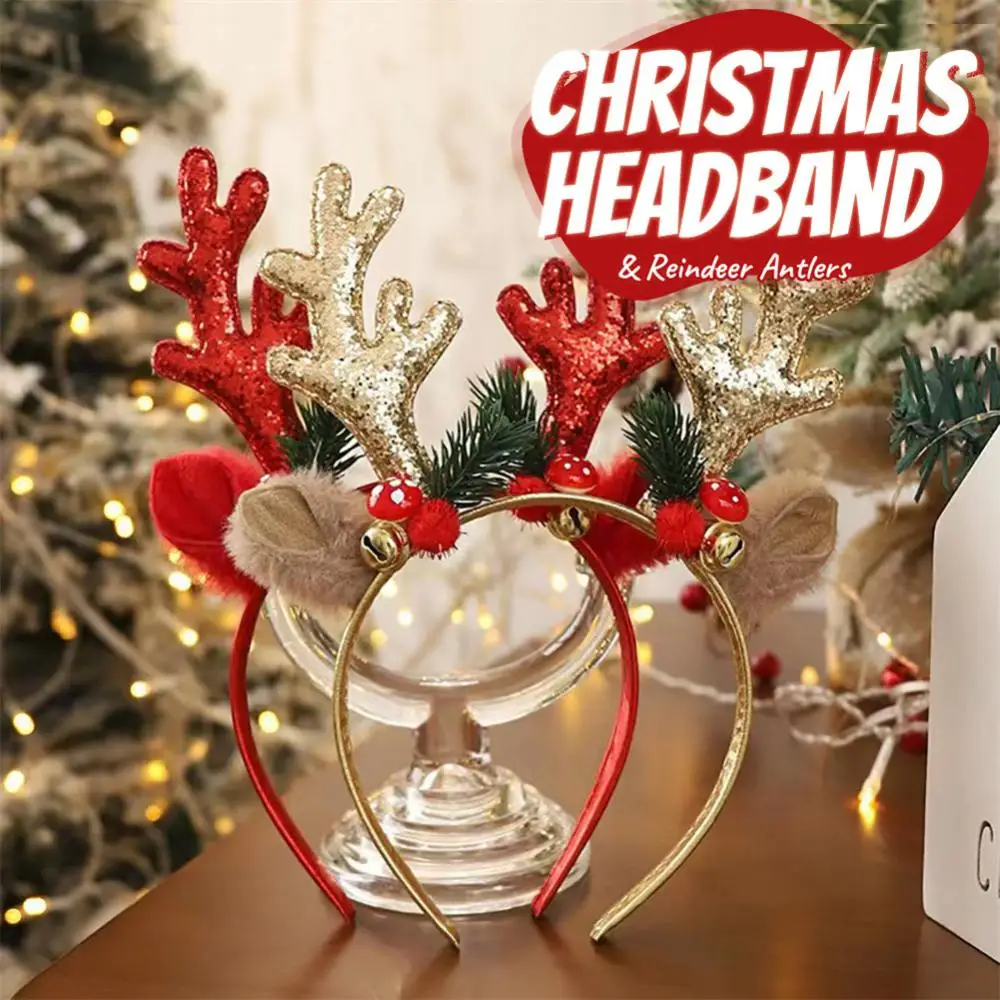 Merry Christmas Decorations For Home Elk Santa Claus Snowman Christmas Tree Headband Hair Accessories New Year Xmas Decor