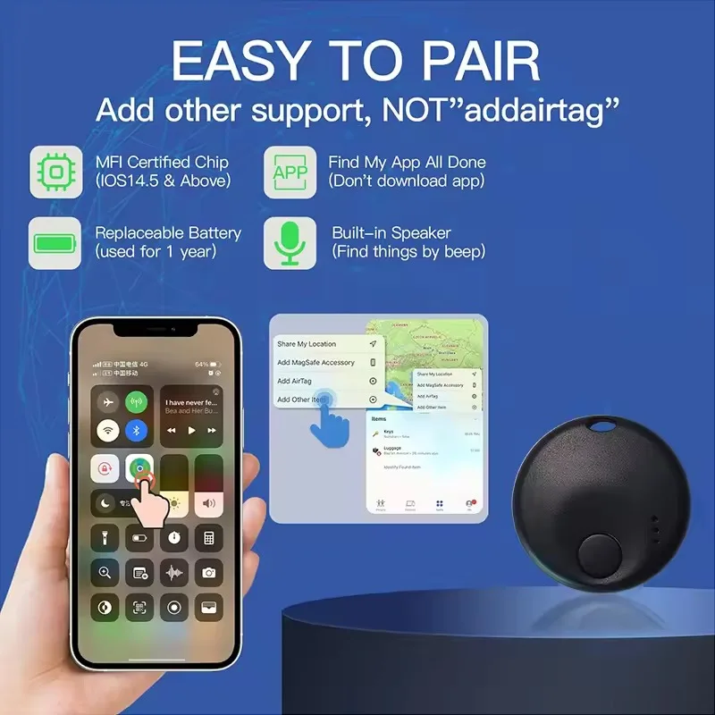 Item Locator Bluetooth Luggage Tracker for Apple Find My iOS Only Key Luggage Backpack