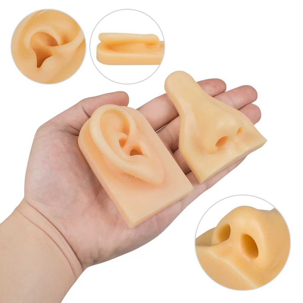 

Sdotter 1PC Soft Simulation Silicone Fack Nose Ear for Puncture Tattoo Practice Model Jewelry Piercing Display Tool