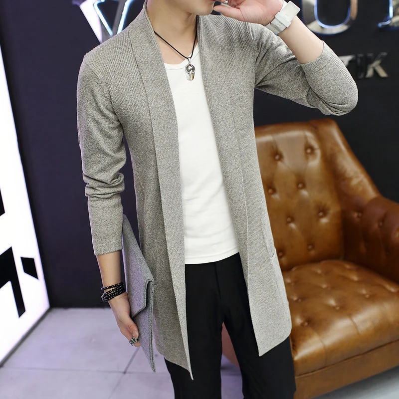 Autumn Winter Casual Fashion Cardigan Sweater Homme Solid Color Knitting Coat Hombre Top Male All-match Outwear Men's Clothing 4