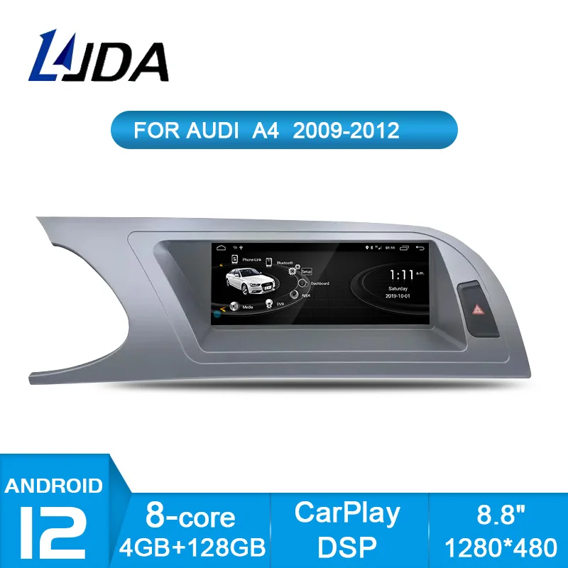 8.8" Android 12 Car Multimedia Player For Audi A4 B8 A5 2009 2012 Gps