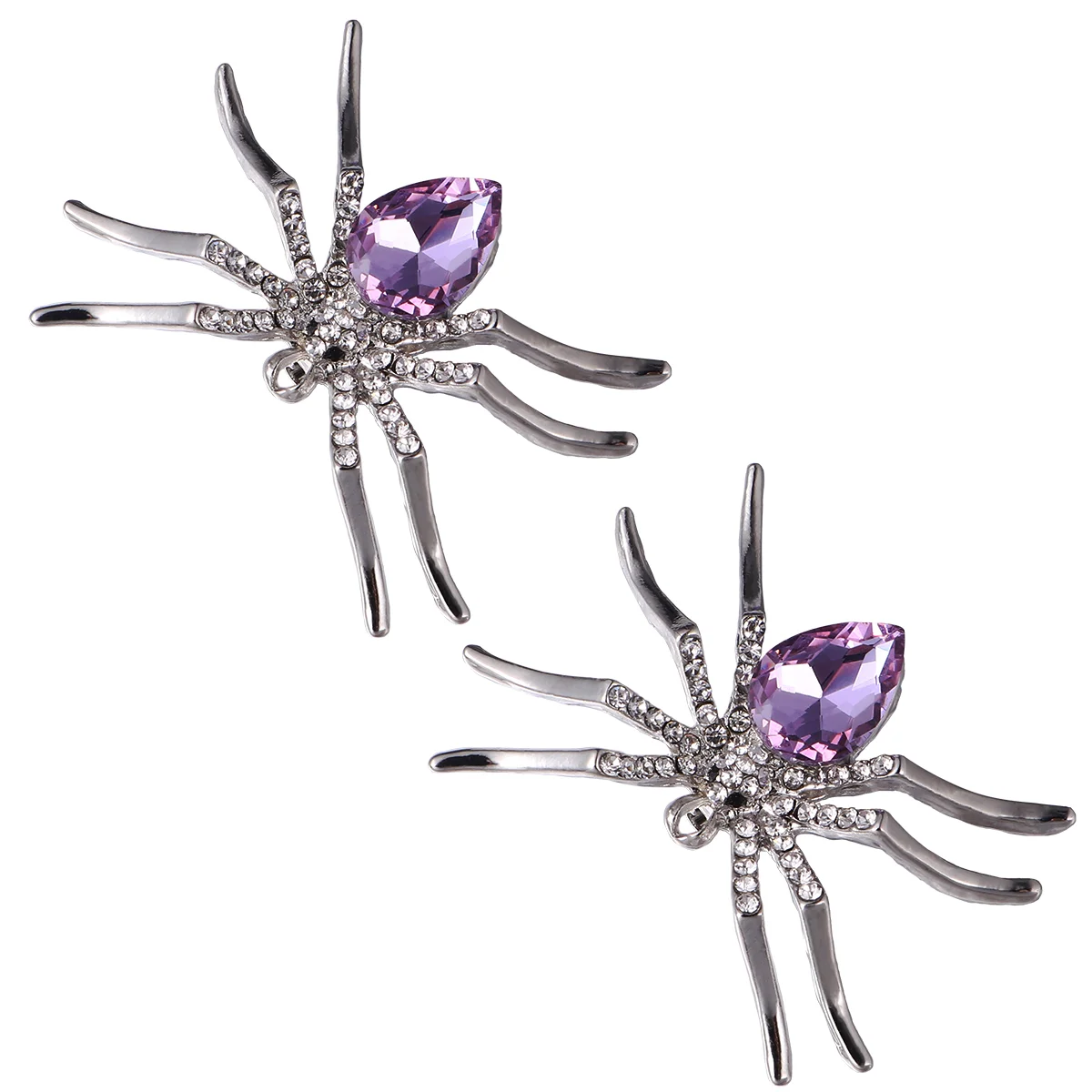 

2pcs Creative Spider Shape Brooch Halloween Breastpin Alloy Crystal Brooch for Decoration Gift (Assorted Color)