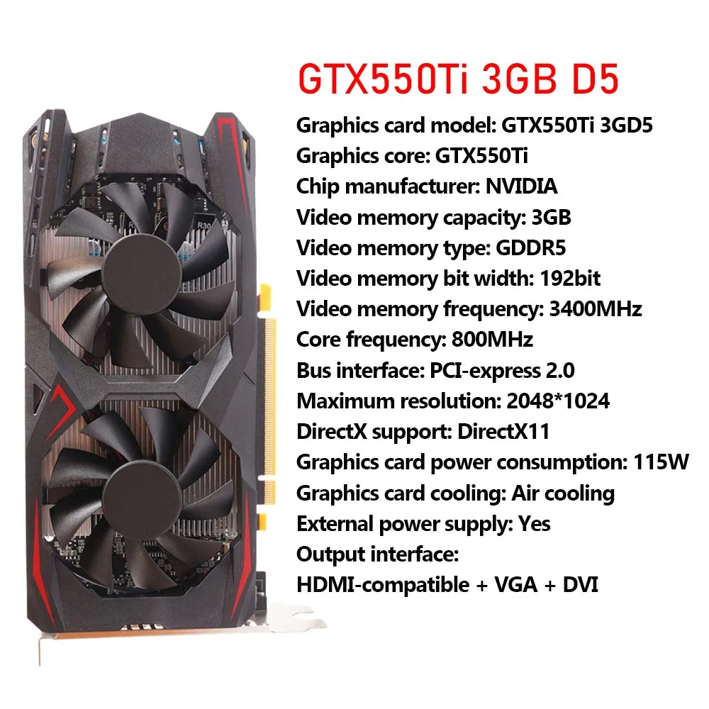 graphics cards computer Newest Video Card GTX 960 950 750Ti 650Ti 550Ti Tarjeta Grafica 1G/1.5G/2G/3G/4G/6G/8G 128Bit DDR5 Gaming Graphics Card with Fan best video card for gaming pc Graphics Cards