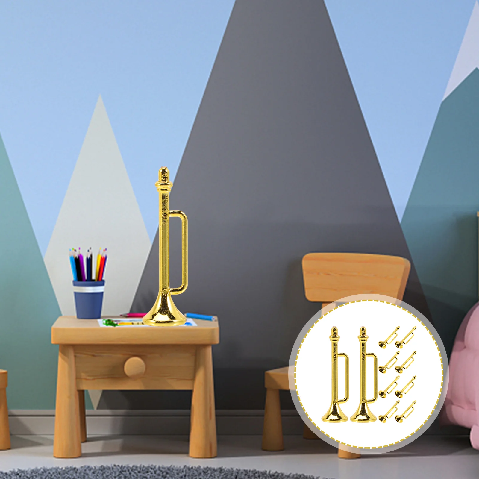 

Mini House Miniature Trumpet Tiny Instruments Miniature House Decor Things#j