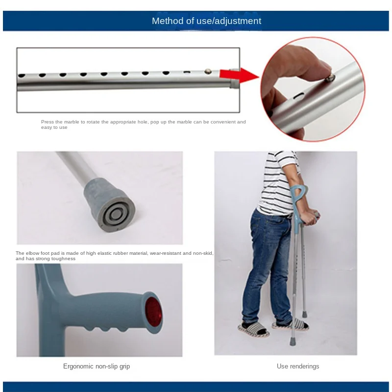 2 Pack Forearm Crutches for Adults, Adjustable Adult Crutches, Aluminum Crutches for Walking Aluminum Rehabilitation Crutches 4