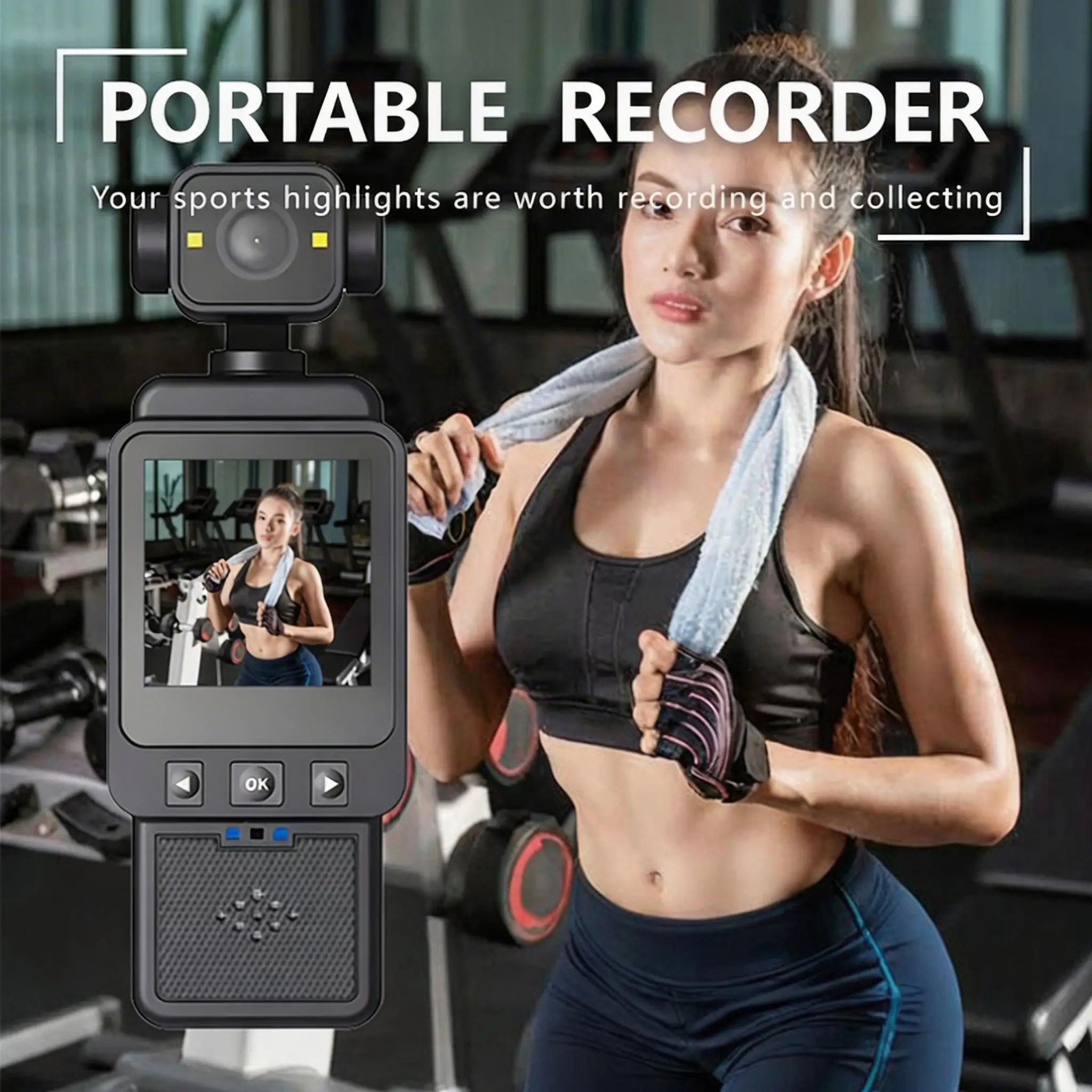 Caméra Action Cardan Portable Wi-Fi 360° - Noir