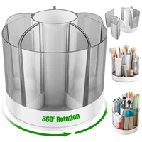 Rotating Pencil Organizer Large Capacity Round Desktop Storage Holder with 6 Compartments 360° Turntable Lipstick Organizer 1