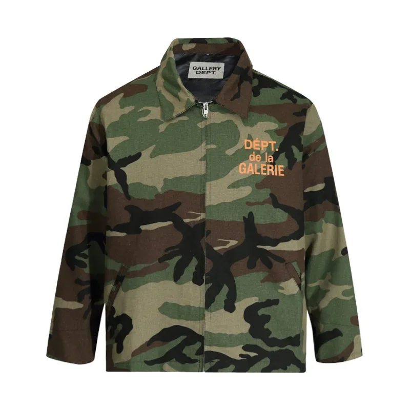 

2024 GALLERY DEPT letter zip embroidered LOGO autumn and winter new letter print jacket camouflage zip jacket