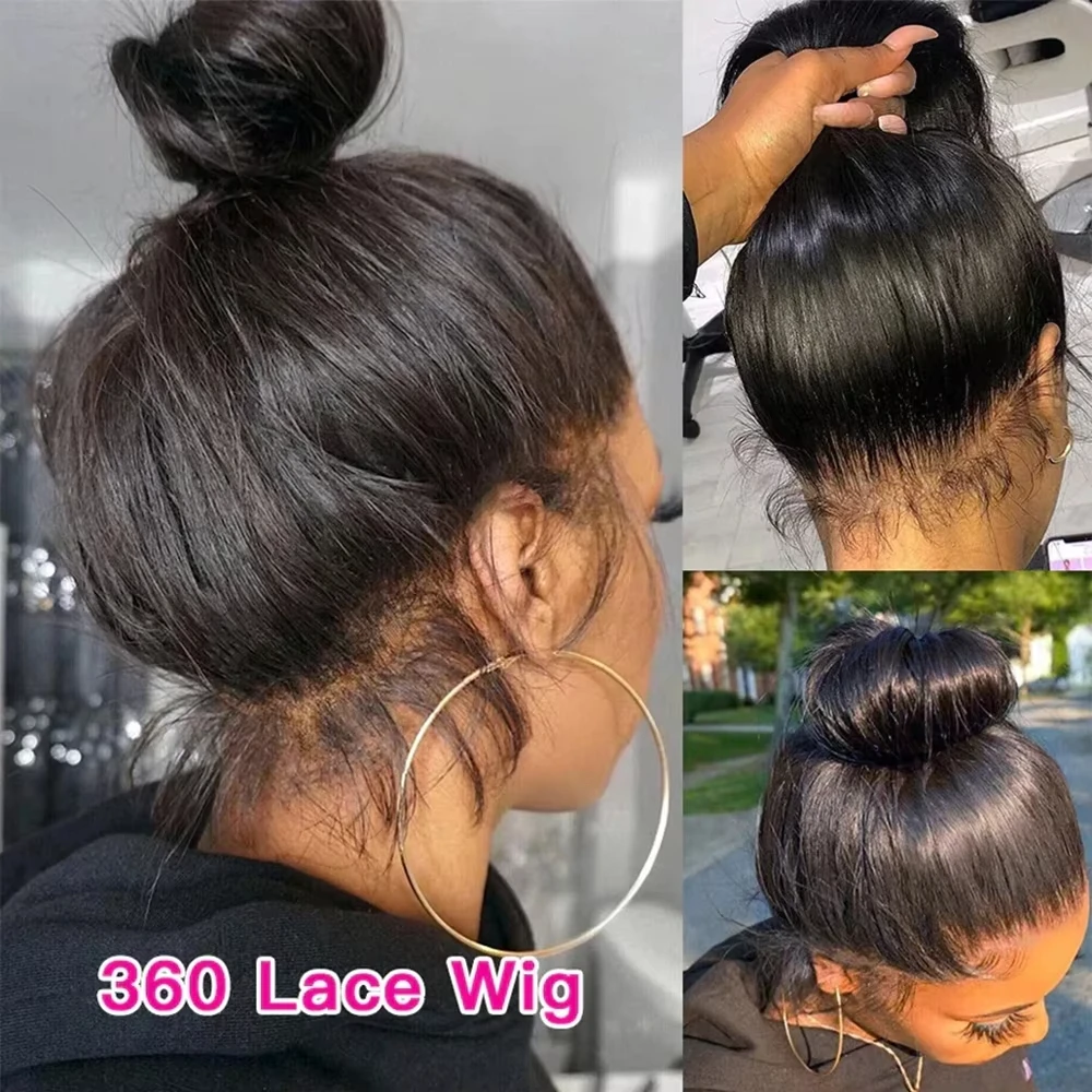 220% Hd Transparent 360 Full Lace Front Wig 40 Inch Pre Plucked Brazilian 13x6 Hd Lace Frontal Wig Bone Straight Human Hair Wigs 2