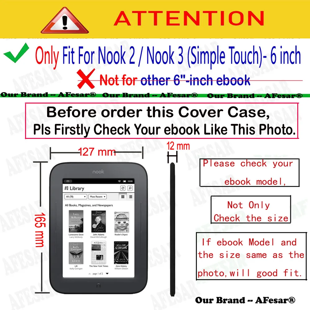 Premium Leather Cover Case for Nook Simple Touch eBook Reader