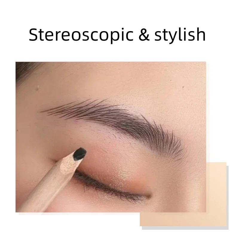 1PC Log Handle Square Duckbill Shape Refill Easy Coloring Eyebrow Pencil Enhancer Double Head Long-lasting Waterproof Sweatproof 4