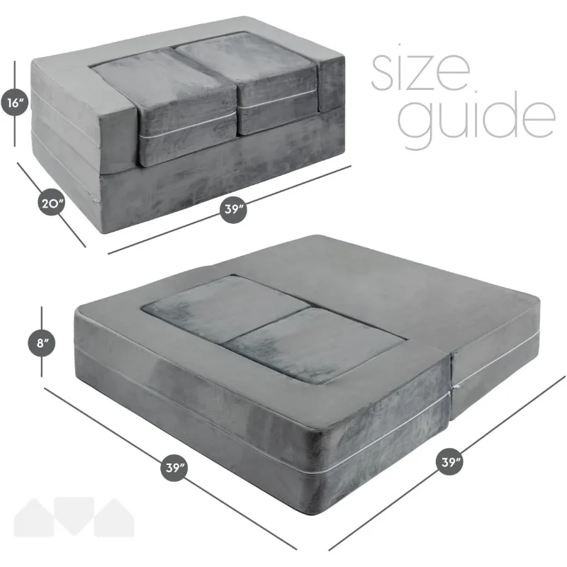 Kids Couch - Modular Kids Sofa for Toddler and Baby Playroom/Bedroom Furniture (Grey) with Bonus Pillow 3