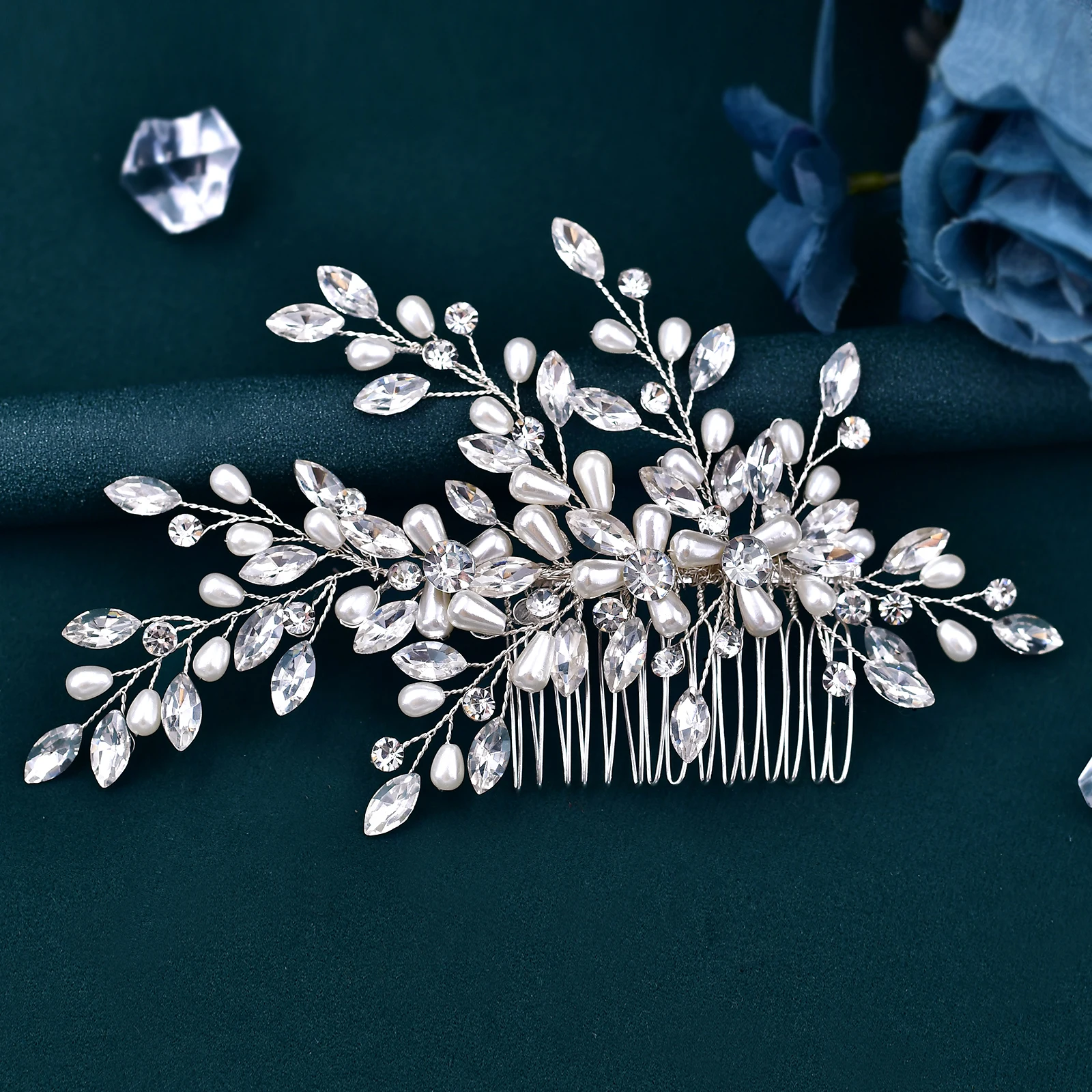 Pearl Woman Hair Comb Bridal Hair Clip Rhinestones Wedding Accessories Crystal Bride Tiara Handmade Girl Headwear HP527