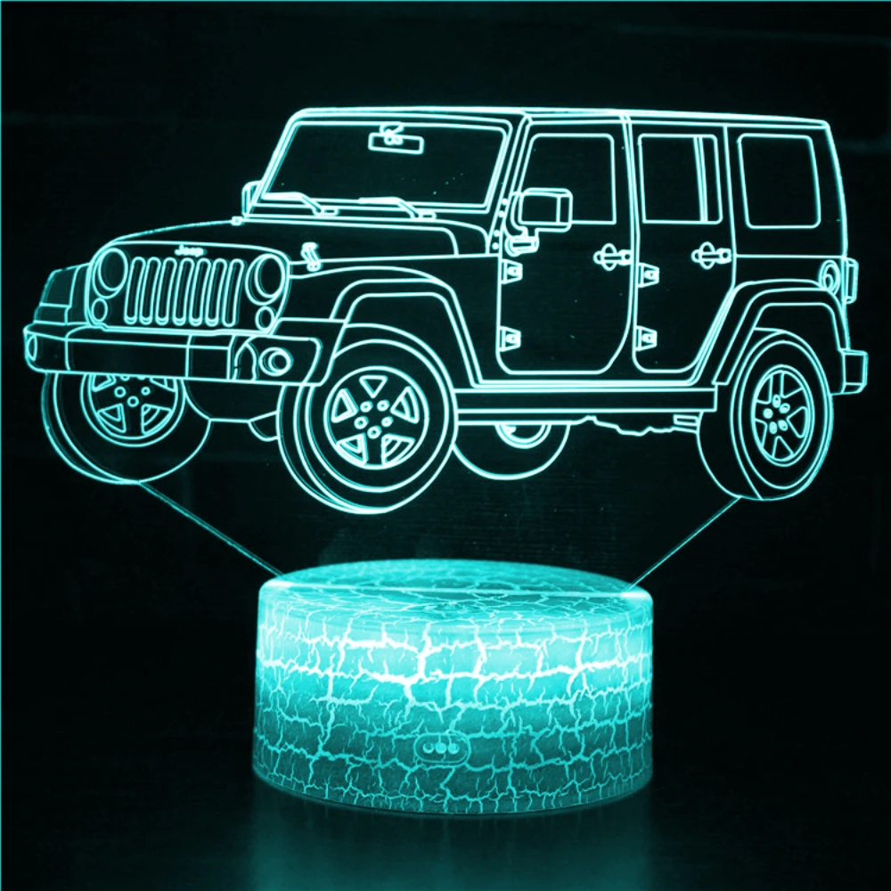 Description Picture 4 of item3D Illusion Lamp Off-road Vehicle Car 3D Night Light 7 Colors Changing Bedroom Decor Christmas Birthday Gifts for Boys Kids Baby