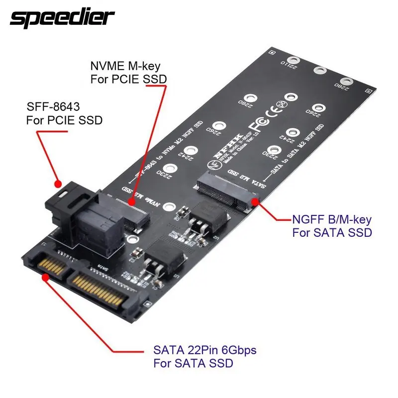

Адаптер для материнской платы NGFF M-Key к HD Mini SAS NVME PCIe SSD SATA