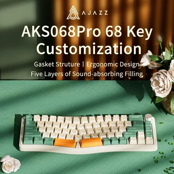 Ajazz AKS068 Pro 68 keys Gaming Mechanical Keyboard RGB Ergonomic Hot-Swapp Bluetooth Wireless Keyboards GASKET for Pc Laptop 1