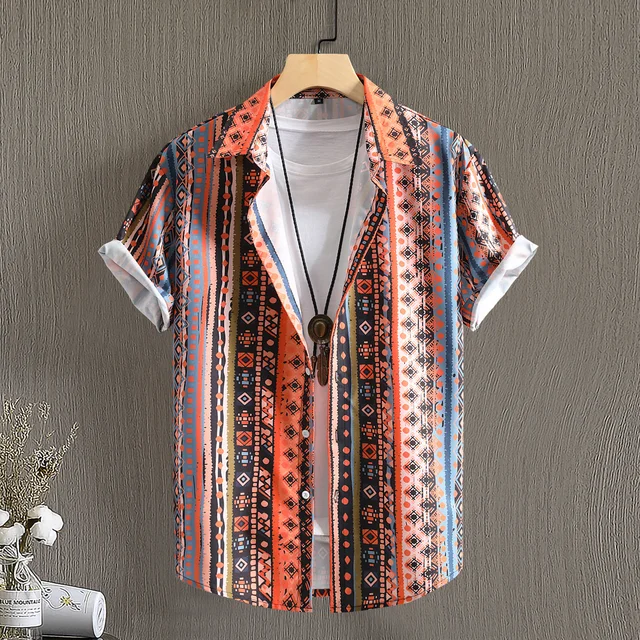 Men's Striped Print Summer Shirts