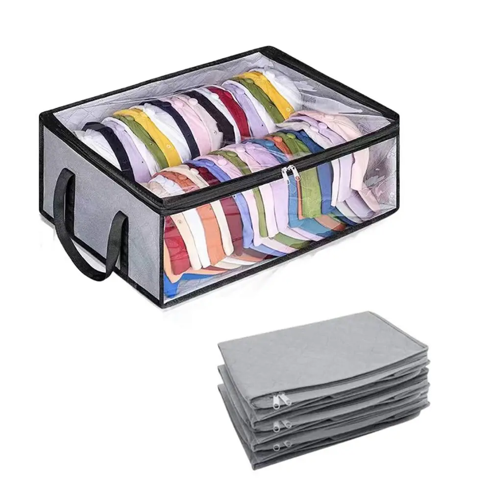 

Large Capacity Baseball Cap Storage Box Space Saver Collapsible Cap Storage Bag Reusable Visible Window Closet Organizer Case