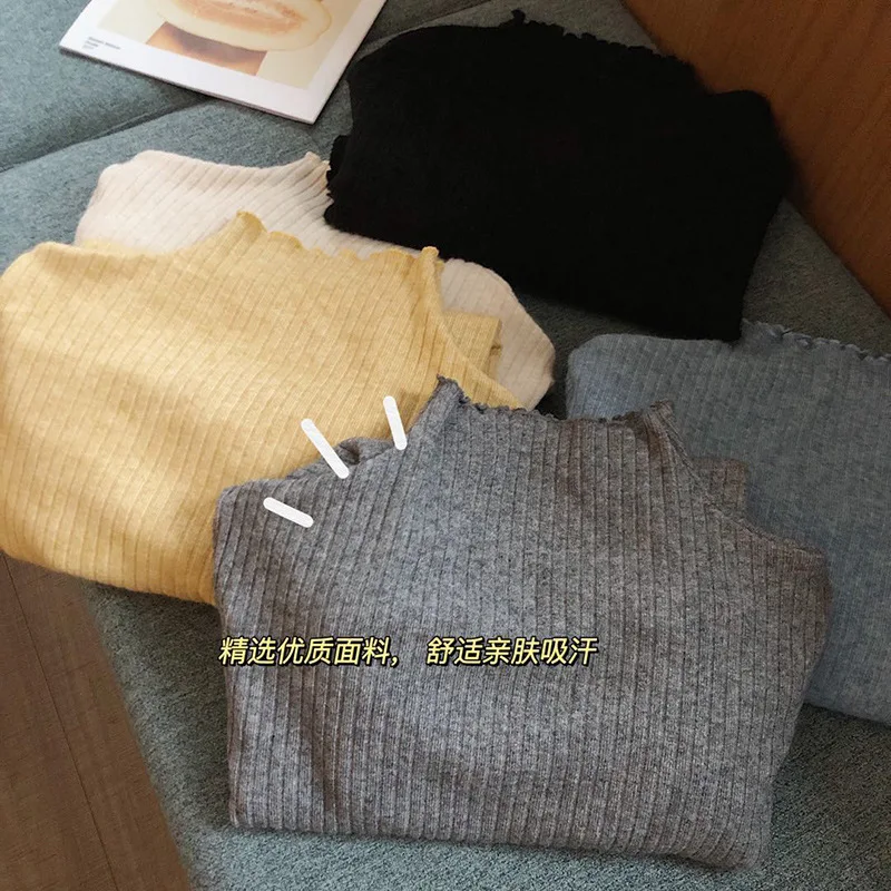 Women's Half High Collar Cashmere Undercoat Autumn Solid Color Casual Wearable Warm Top Autumn Clothing