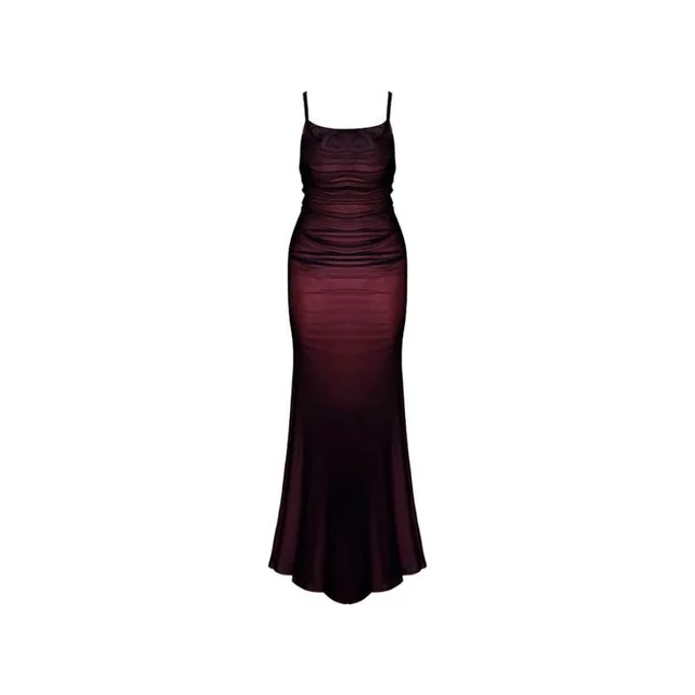 HOUZHOU Sexy Luxury Woman Evening Dress Red Mesh Gothic Elegant Party Bodycon Dresses Maxi Dress Chic Female Night Club Outfits Excellent product recommendation