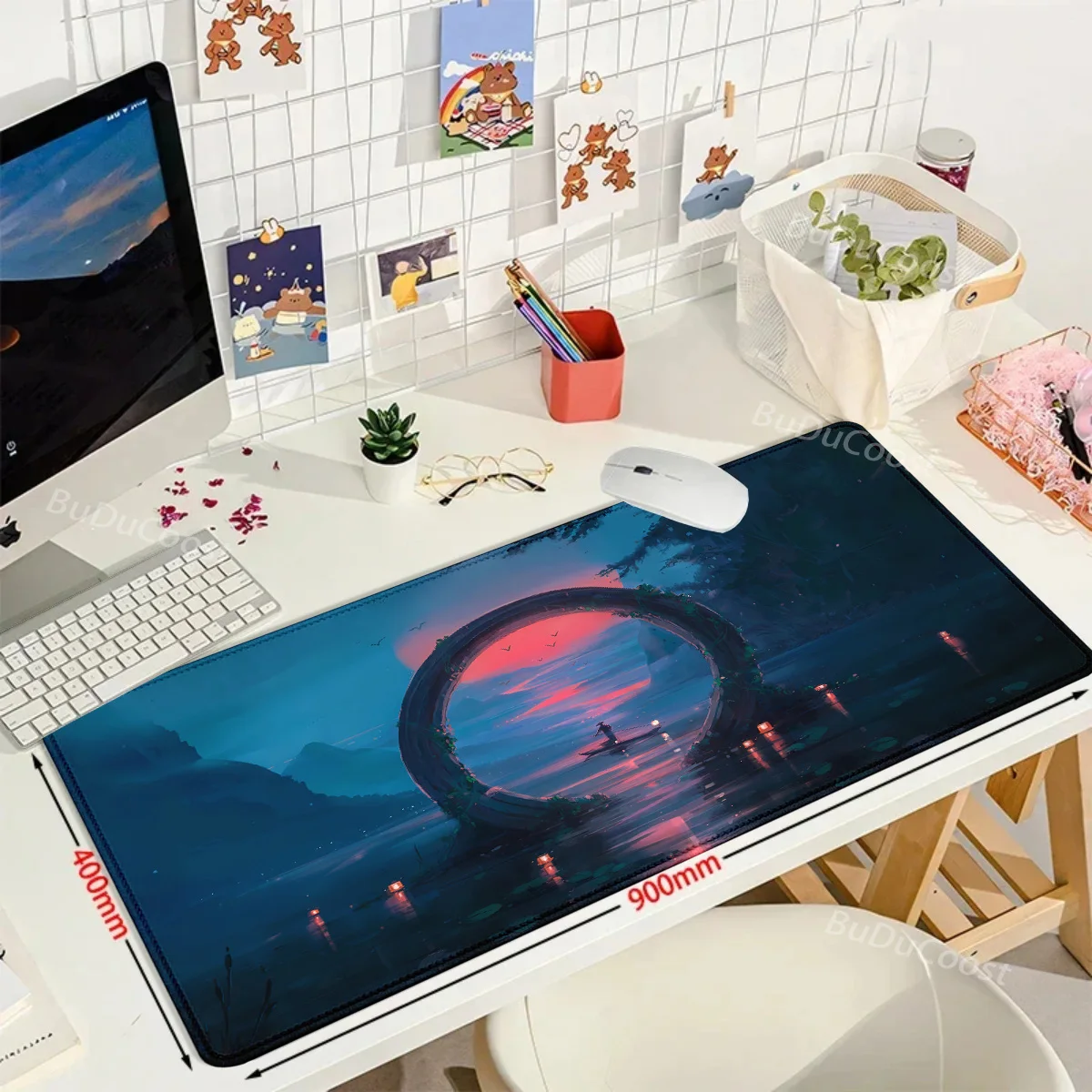 500 x 1000 mm HD-Druck, Gummi-Mauspad, Landschaft, Berg, Sonnenuntergang, Cartoon-Mauspad, XXL, erweitertes Pad, Maus, Computer, rutschfester Teppich