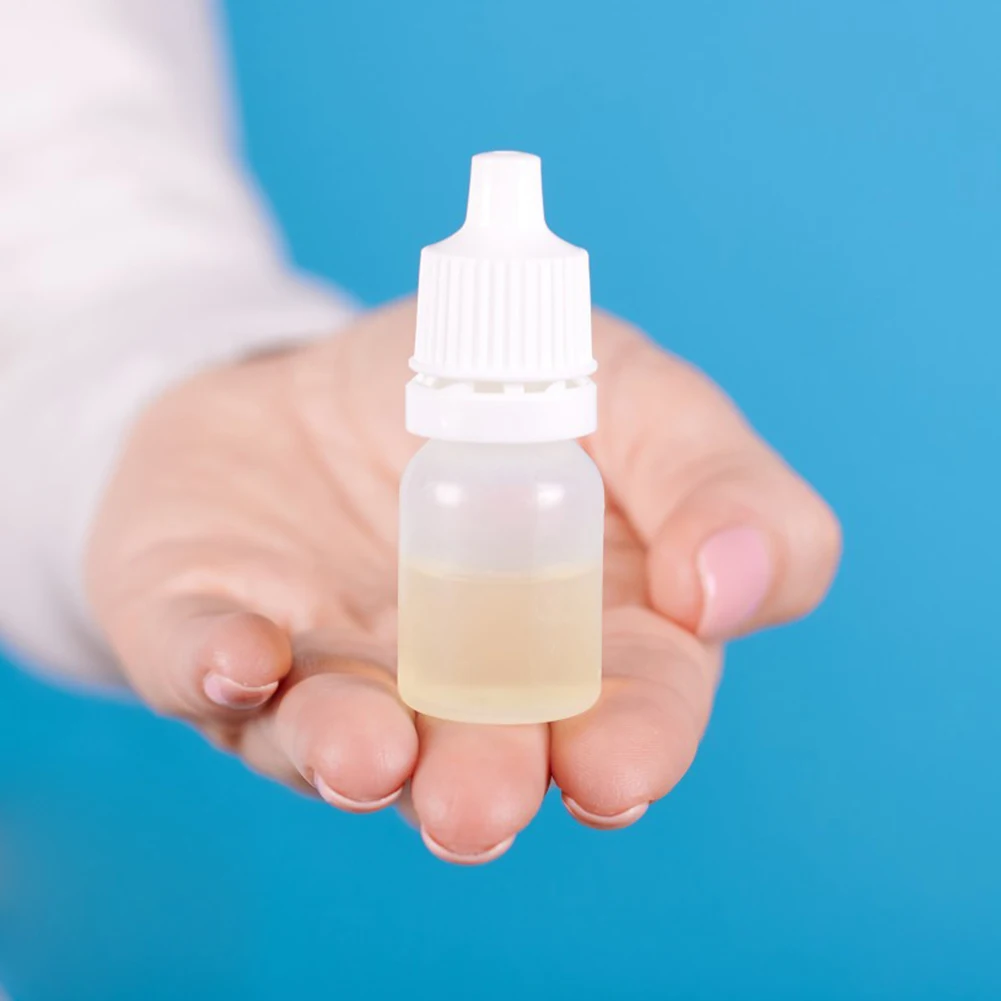 50PCS 5ML/10ML Eyes Liquid Dropper Refillable Bottles Empty Plastic Squeezable Paint DIY Containers Portable Packing Blue Lid