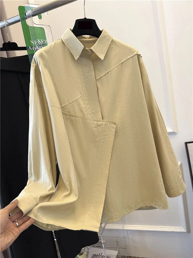 

Basic Vintage Girl Aesthetic Cute Y2K Long Sleeve Solid Color Commuter With Buttons Women 2023 Summer Shirt Ladies Blouse