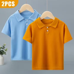 Children's Solid Color Polo Shirt - Stylish Lapel Casual Tee - 100 (2pcs - ad - pl - julan)