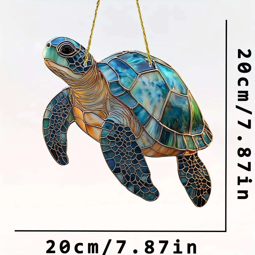 20X20X0.2cm Mythical Fire Phoenix & Turtle Sun Catcher Glass Painted Acrylic window Hanging decoration porch pendant decoration