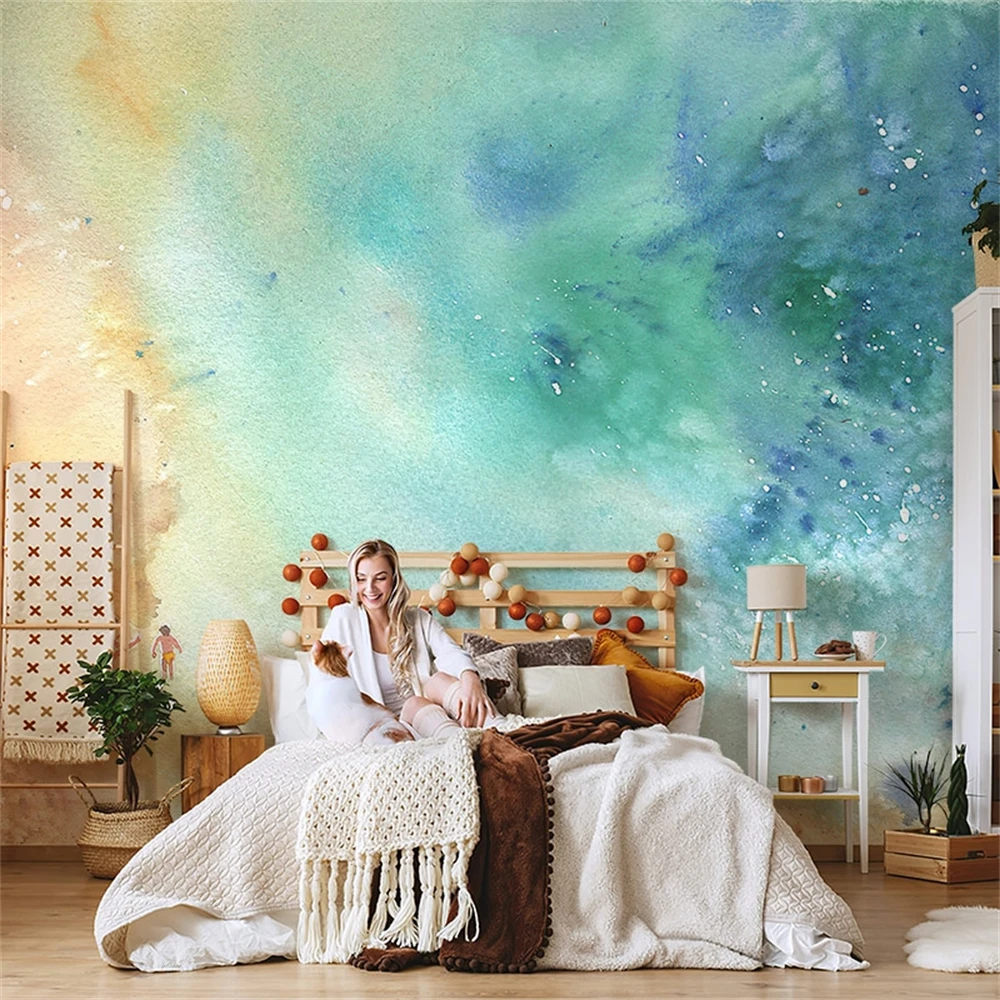 Custom Nordic Ocean Beach Mural Oil Painting Abstract Wind wallpapers for Living Room Sofa waterproof wallpaper for bedroom