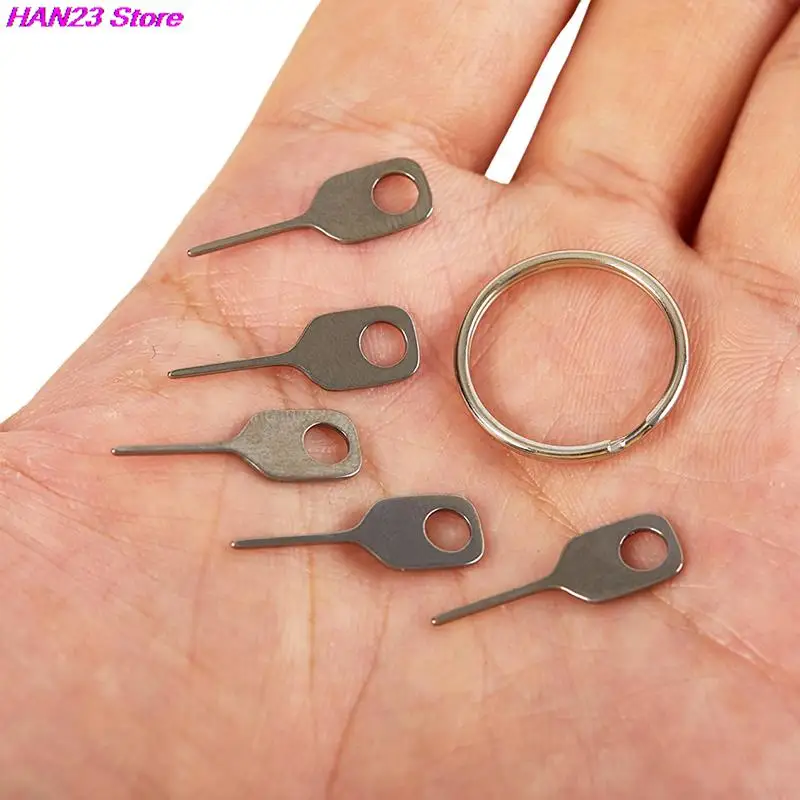 Sim Card Removal Tool 5PCS Anti-Lost Sim Card Removal Needle 5pcs Sim Card Pin + 1 Ring Key Tool Phone Ejecting Pin SIM Tray Ejection Keyring
