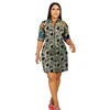 African Fashion Half Sleeve Dress Patchwork Original Design Tailored Zipper Fly Women's Outfit Colorful Print Party Wear