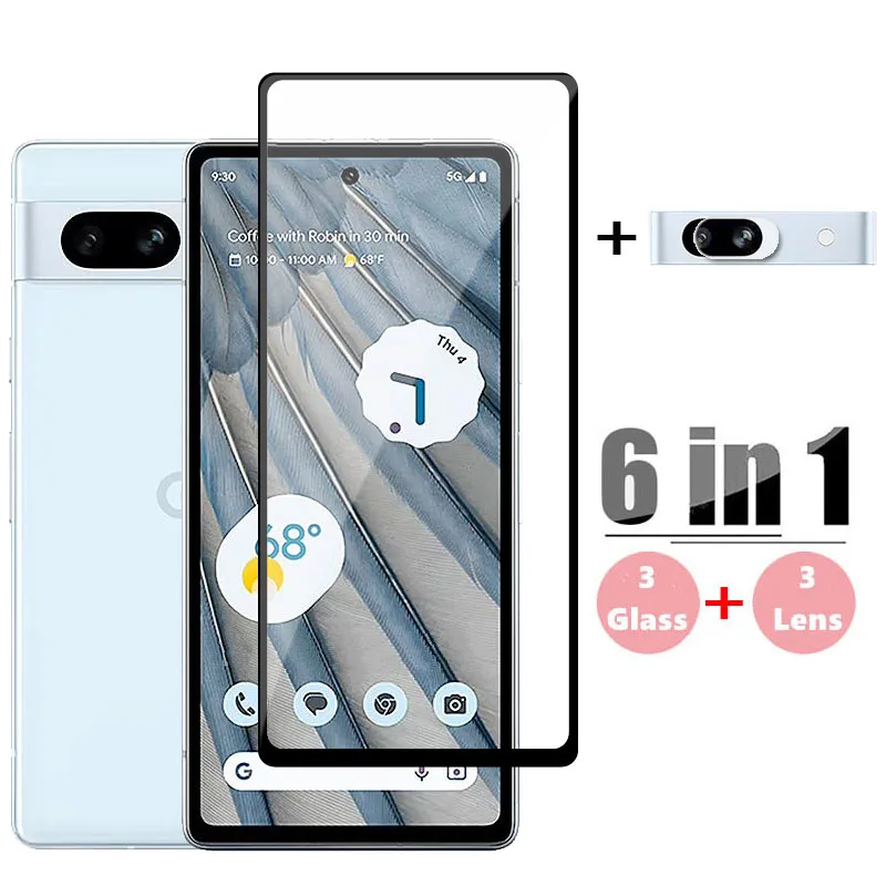 6 In1 Full Cover Glass Per Google Pixel 7A Vetro Temperato Google Pixel 7A 6A Screen Protector Pellicola Protettiva Per Lenti Del Telefono Pixel 7A