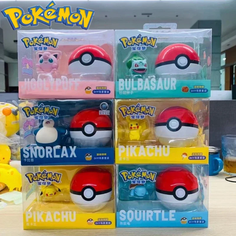 

Pokemon Model Poke Ball Figure 3D Micro Scene Ornament Pikachu Charmander Children's Toy Kawaii Christmas Birthday Gift