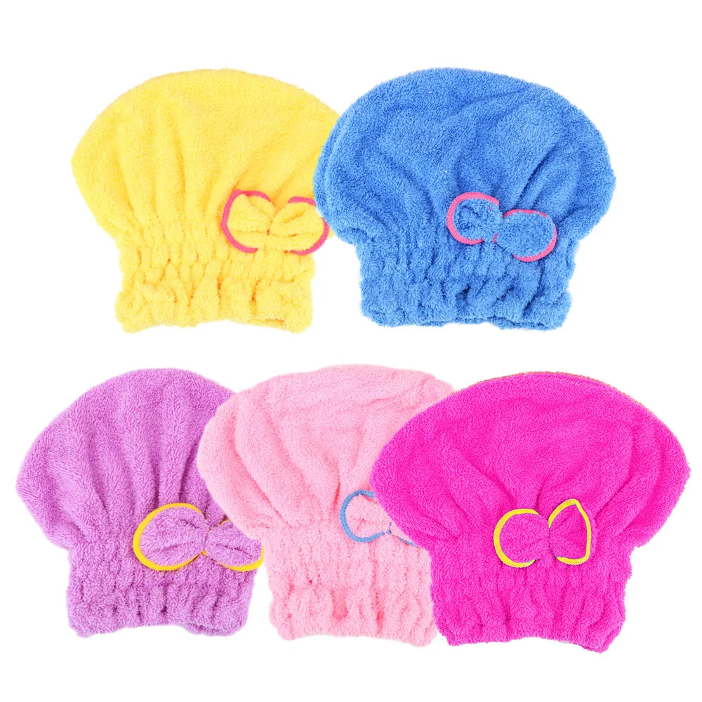 Microfiber Towel Shower Cap Hair Towel Wrapped Towels Microfiber Bathroom Hats 5 Colors