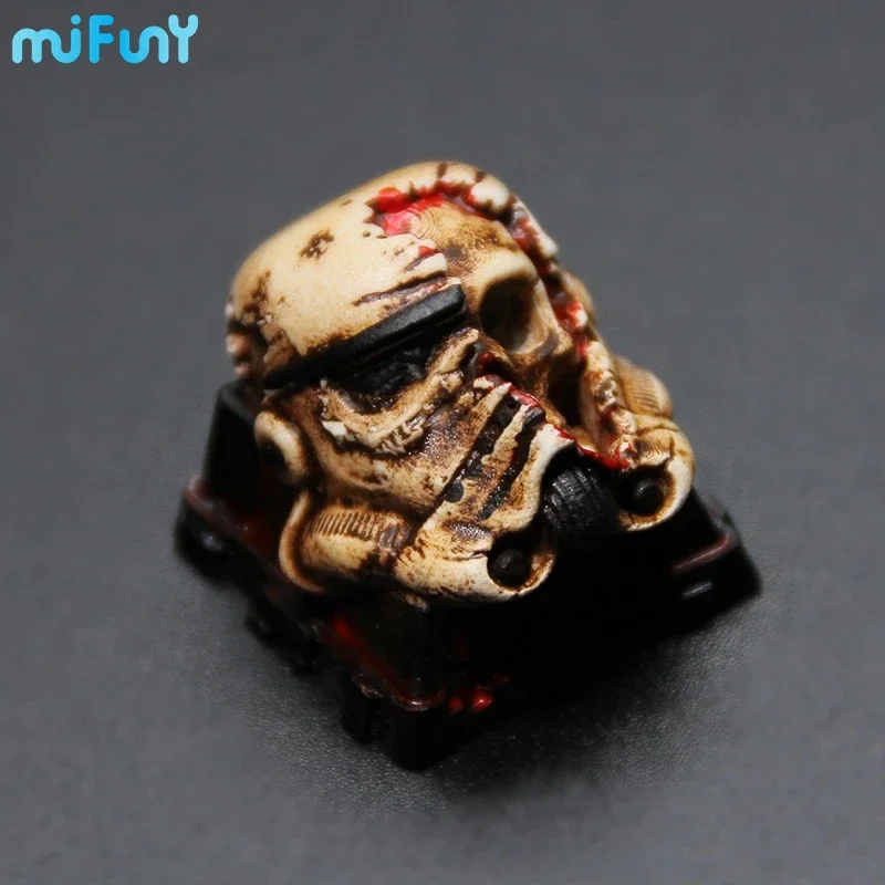 MiFuny Keycaps Battle-damaged Skull Keycap Resin Artisan Anime Keycap Cartoon Keycaps for Mechanical Keyboard Accessories Gift