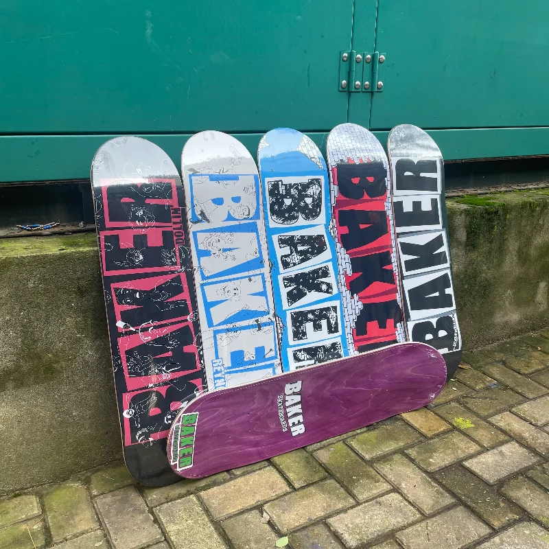 BAKER BRAND LOGO DECK-7.56 RED/WHT - Firehouse Bicycles