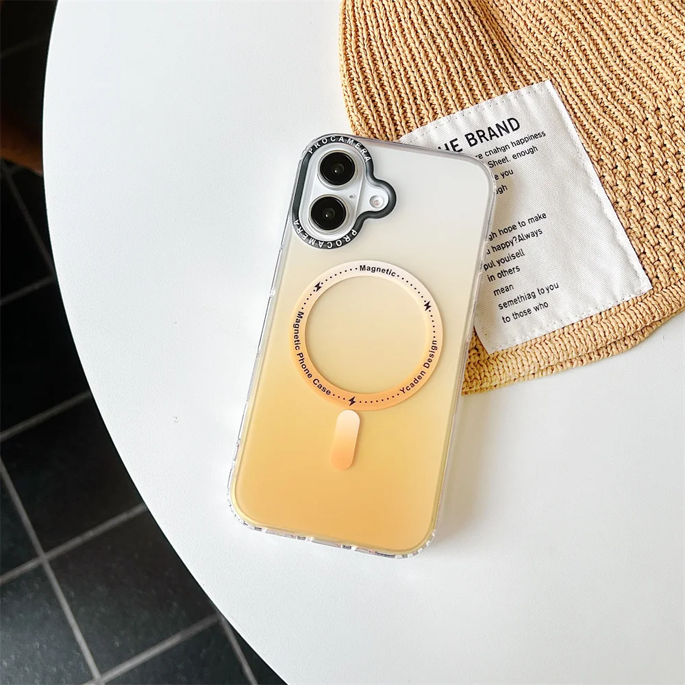 Pour iPhone 16 Pro Max Gradient Aurora Slim Matte Magnetic Case Pour iPhone 11 12 13 14 15 16 Pro Max Plus Mini Housse Antichoc_voghion.com