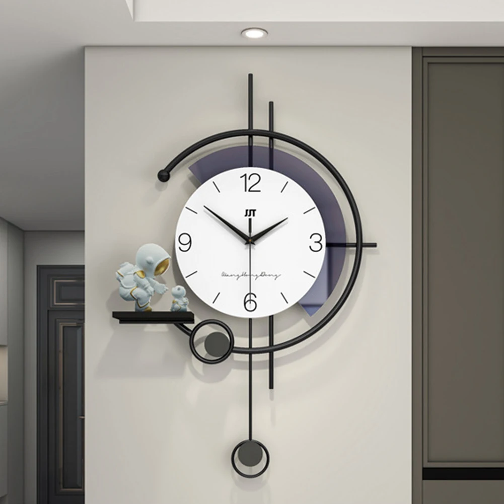 Large Wall Clock With Shelf Big Digits Silent Quartz Wall Clock Metal Art Alarm Clock For Living Room Office Aesthetic Decor