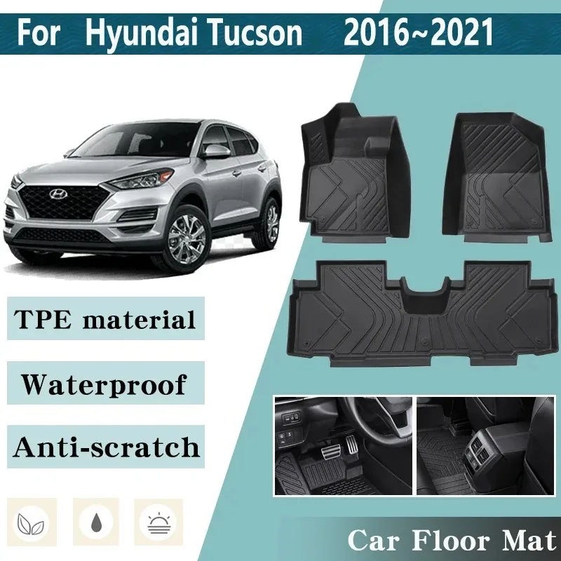 

LHD Car Floor Mat for Hyundai Tucson 2016 Accessories TL N-Line 2017~2021 Foot Panel Liner Carpet Pad Waterproof Mat Accessories