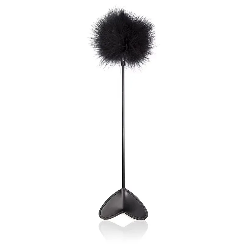 42CM Feather Whip,Heart-Shaped PU Leather Spanking Paddle Horse Whip fo Horse Equestrian Riding bat,Cosplay Performance Props