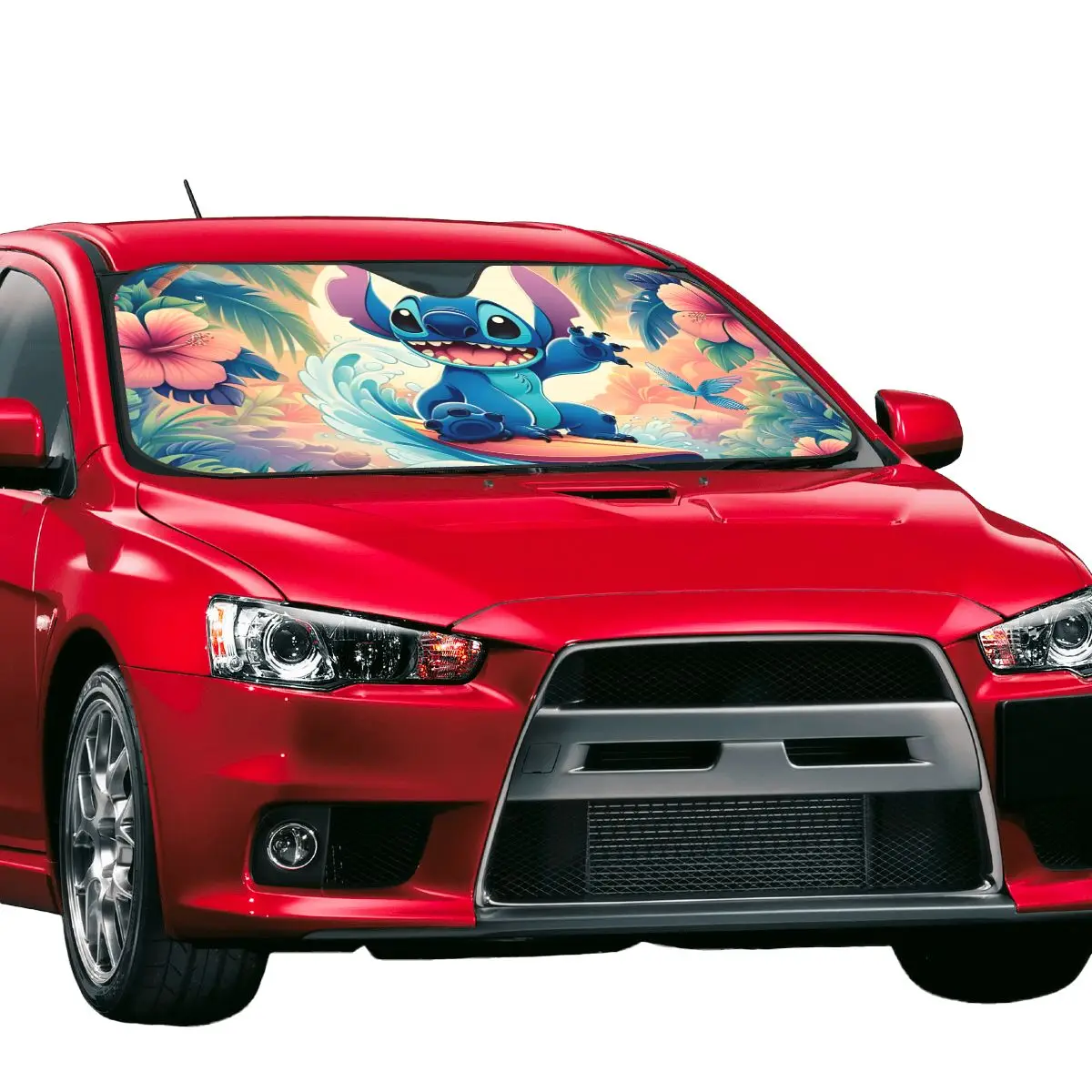 Lilo Stitch Kawaii Cartoon Novelty Windshield Sunshade 70x130cm Aluminium Foil Car Sunshade UV Protector