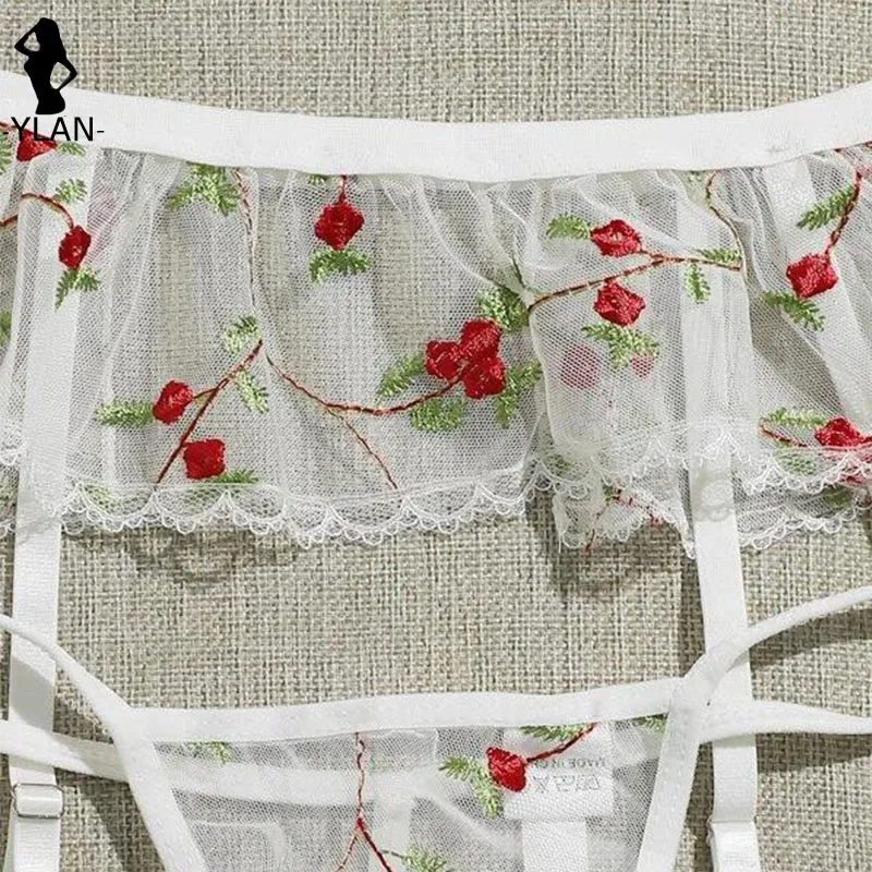 Kvinnliga Underkläder 3st Bralette Set Sensuell Underkläder Kvinna Blommig Broderade Underkläder Set Fransk Triangel Cup BH och_voghion.com