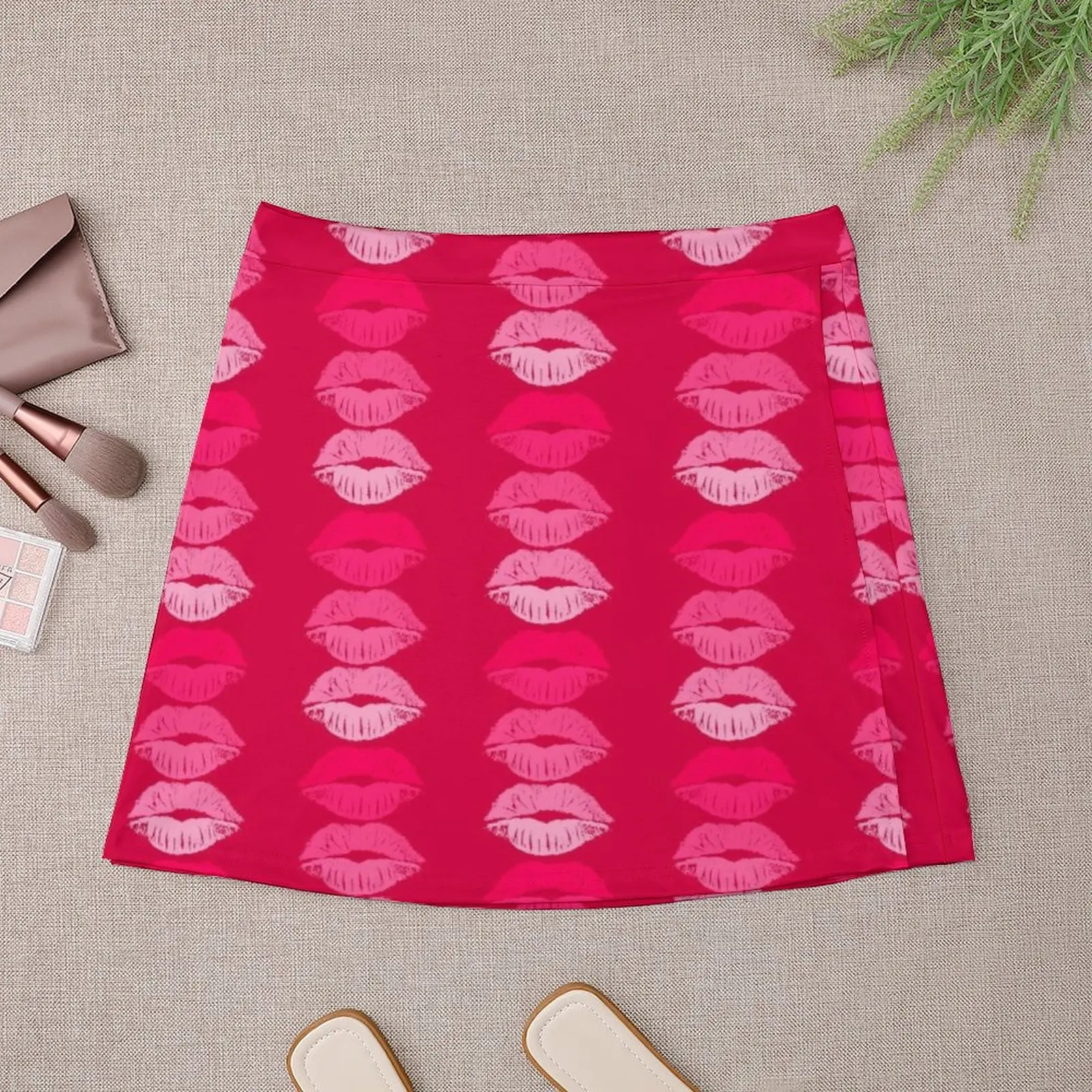 Lips Fashion Pink Mini Skirt Women's dress Women's summer dress