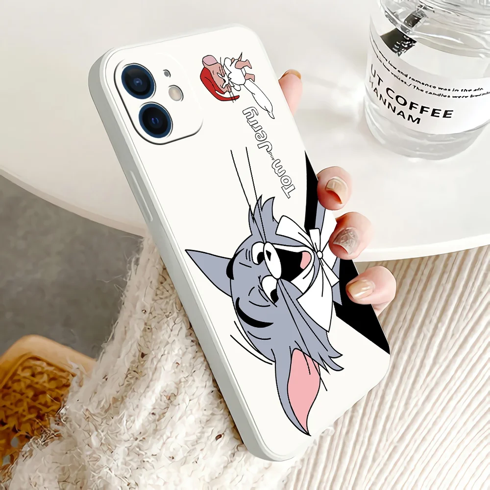 Cartoon Cute Cat Mouse Cases For iPhone 13 12 Pro Max Mini 11 Pro Max X XR XS MAX SE 2020 8 7 6 6S Plus 5 Silicone Phone Cover