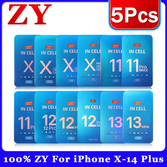 5Pcs ZY Incell LCD Display For iPhone 11 X XS XR 12 Touch Screen Assembly Replacement For iPhone 12 Pro 13 Max LCD No Dead Pixel