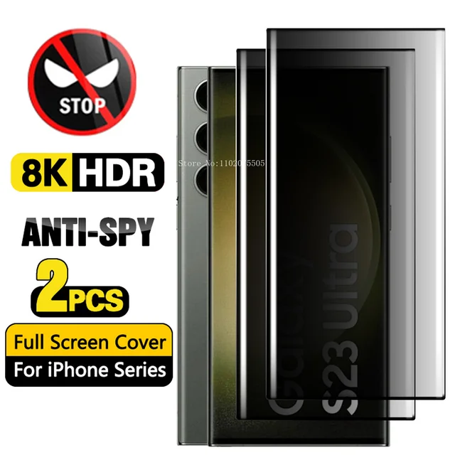 Verre de protection de la vie privée pour Samsung Galaxy S23 Ultra, protecteur d'écran sur Samsung S20 S21 S22 Ultra, anti-espion, Film Guatemala, 2 pièces 1