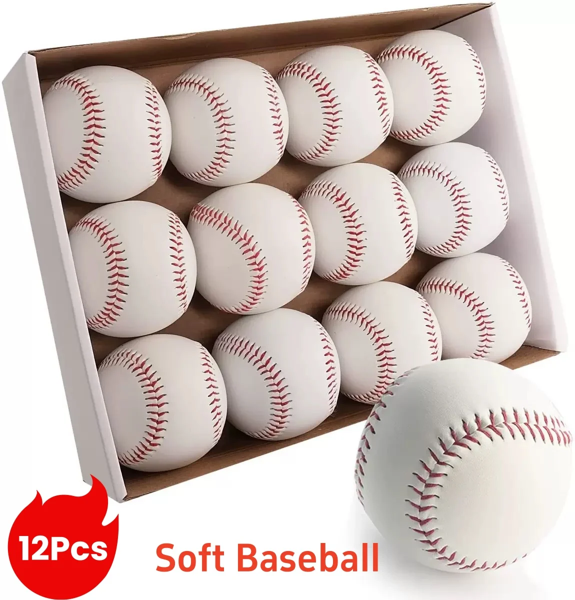 Handmade White Training Baseballs for Safe Practice and Team Games
